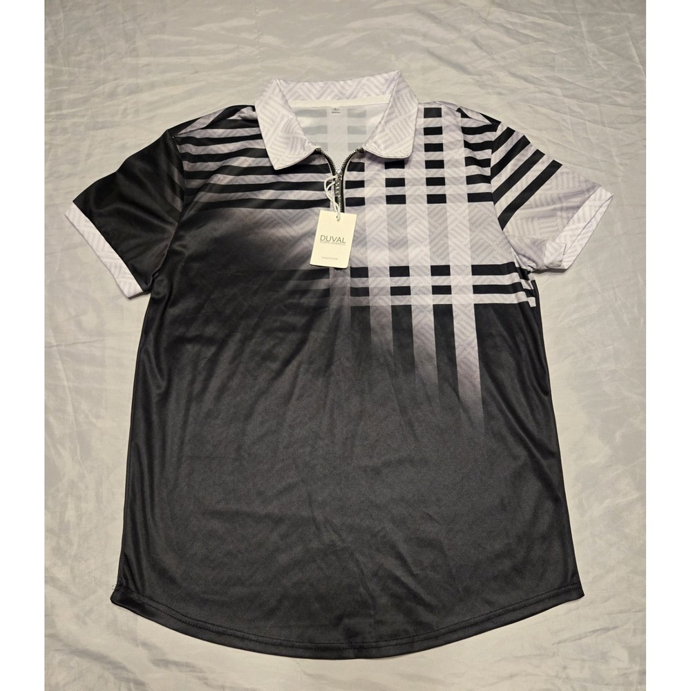 Duval North America Mens Polo Shirt Short Sleeve Large Black/White/Gray NWT‎